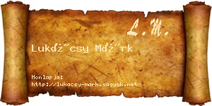 Lukácsy Márk névjegykártya